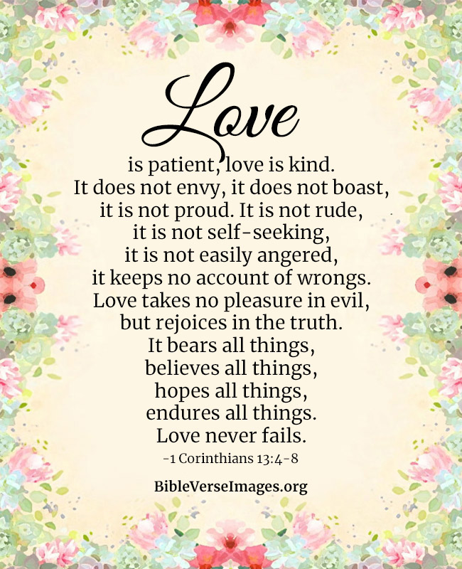 Bible Verse about Love - 1 Corinthians 13:4-8